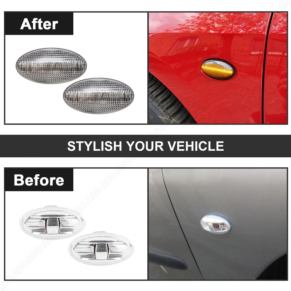 2x For Peugeot 206 207 307 407 607 Citroen C1 C2 C3 C4 Fender Water Lamp - Image 4 of 4