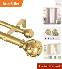 Elegant Warm Gold Heavy-Duty Double Curtain Rod 36-72 Inches for Stylish Windows