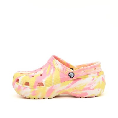 Crocs Damen Clogs EU 38-39 Classic Bae Gelb Pink Weiß Extra Leicht Komfort