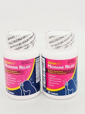 Magnilife Migraine Relief 90 Tablets Homeopathic 90 Tablets Lot of 2