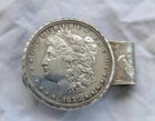 Antique Victorian Morgan Dollar & Star of David .925 Sterling Silver Money Clip