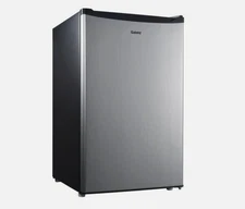 4.3 Cu ft Single Door Mini Fridge, Stainless Steel Look, New, Width 19.12