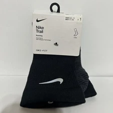 Nike Trail Running Wool Blend Crew Socks Dri-Fit Black Men 8-9.5 WMN 9.5-11