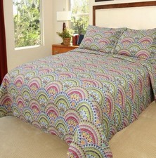 Lavish Home Melanie King Size 3-Piece Quilt Set Colorful Scalloped 66-10001-K