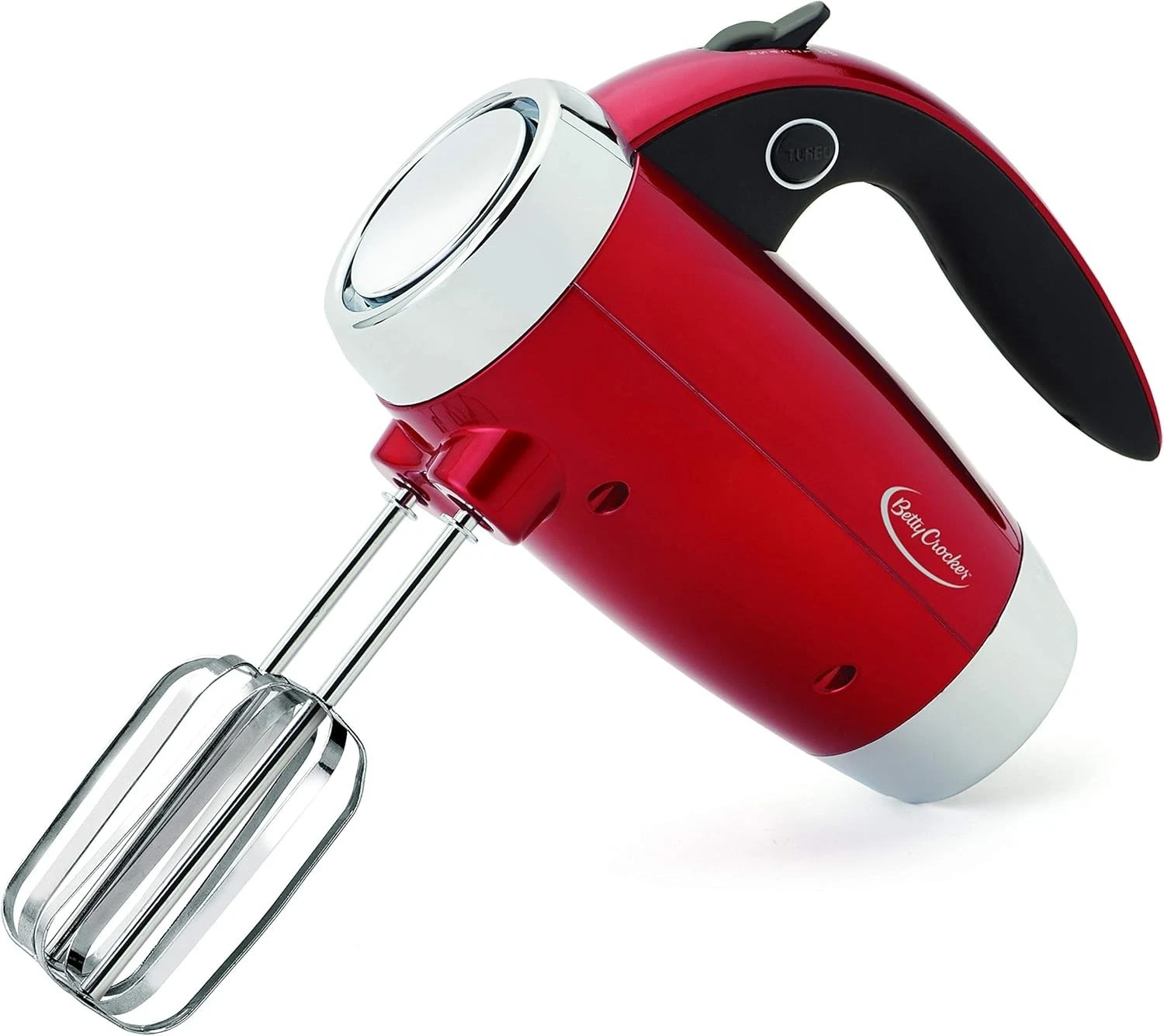 Betty Crocker 7 Speed Hand Mixer with Stand Chrome Beater and Hooks Metallic Red
Opens in a new wind