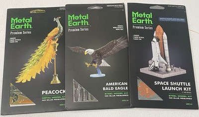 Metal Earth Peacock American Bald Eagle Space Shuttle Launch New
