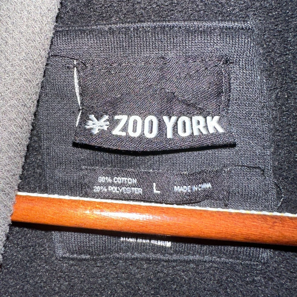 Zoo York Sweater Men L Y2K New York Button Up Cardigan Hooded Embroidered Black - Image 4 of 4