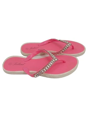 FELINE Natural Tongs Femme Rose Strass Été Casual (EU 37) - Photo 1/4