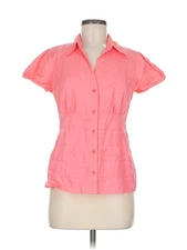 AB Studio Women Pink Short Sleeve Blouse M