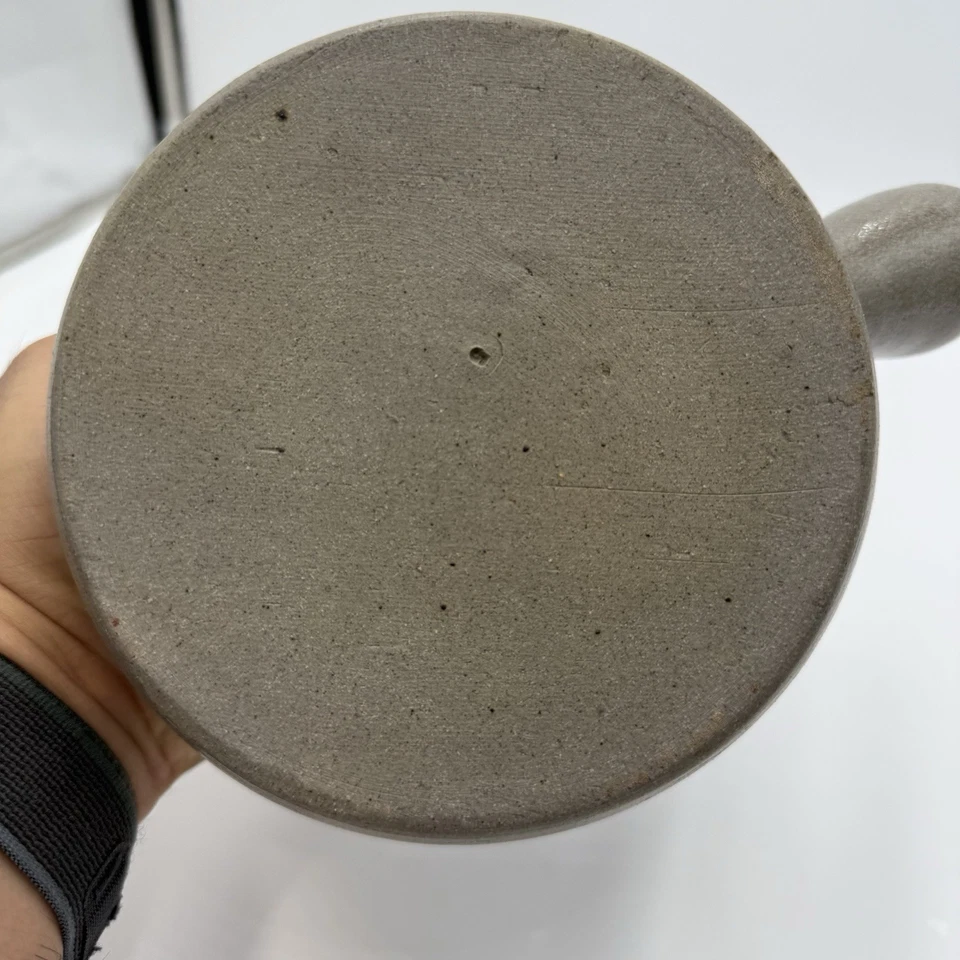 Rowe Pottery Works Salt Glazed Soup Crock Bowl Salt Glaze Blue Floral Design 9” - Image 3 of 4