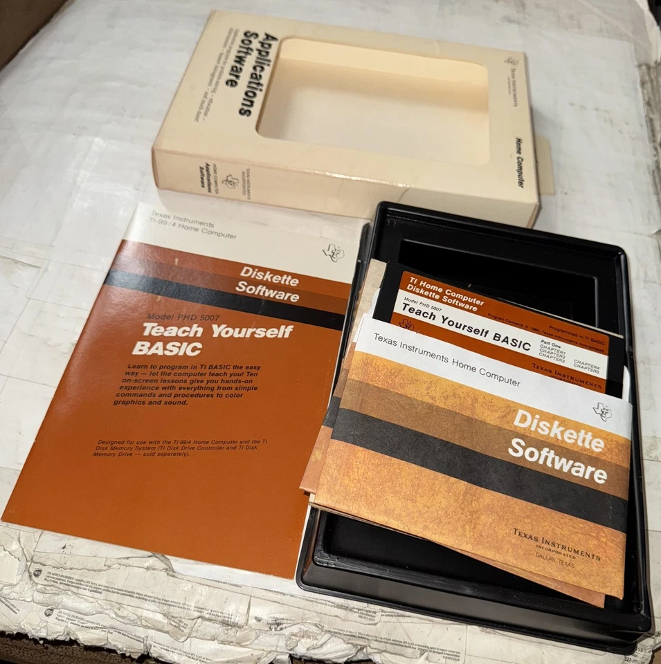 Vintage Texas Instruments Teach Yourself BASIC Diskette TI-99/4A PHD 5007 USA - Image 2 of 3