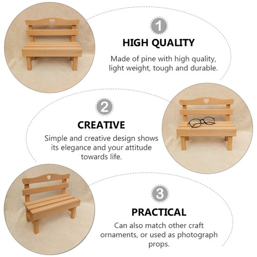 Small Wooden Chair Doll House Living Room Furniture Fairy Garden Bench - Picture 5 of 12