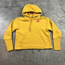Nike NSW Hoodie Womens XS Yellow Minor Flaws Cropped Sports Logo Preowned