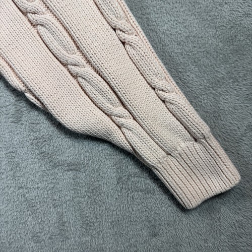 Vintage Liz Sport Sweater Cable Knit Women's Blush Pink 100% Cotton Size L - Picture 5 of 11