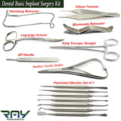 Dental Small Animal Veterinary Surgery Kit Elevators Scissor Forceps Retractors