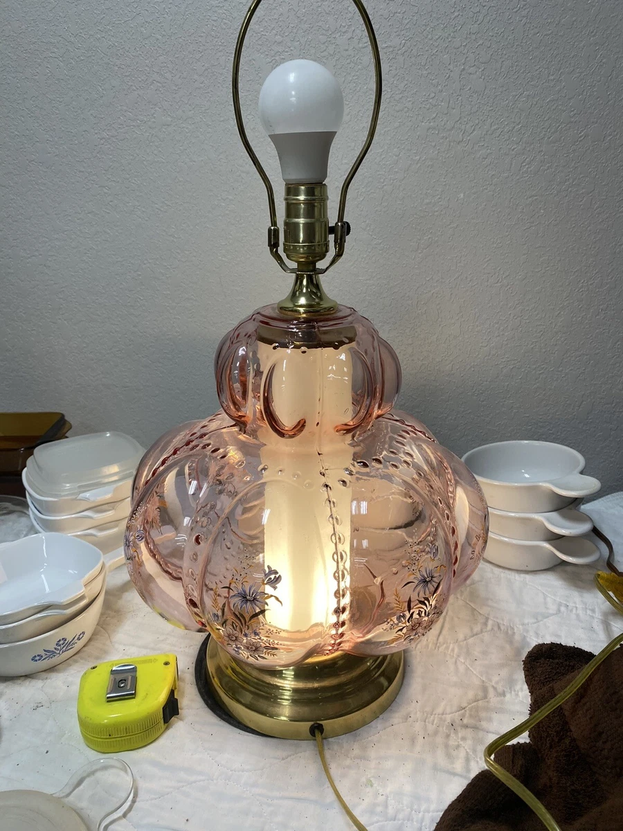 Vintage pink glass lamp deals
