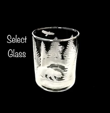 BEAR in the FOREST ENGRAVED on Rocks Whiskey or Dimpled Glass, Mountains, EAGLE