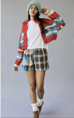 Urban Outfitters Bdg Kinley Cardigan Chunky Sweater Crop Red White Blue XS  NWT | eBay