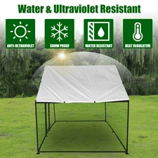 Large Walk-in Metal Chicken Coop Poultry Cage Hen House w/Cover 6.6x10x6.6ft