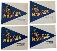 4 Vintage WONDER BREAD Walt Disney Crazy College Pennant Stickers MAR CAT