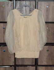 Elena Baldi Silk Blend Layered Sleeveless Blouse Top Beige Womens L Made Italy