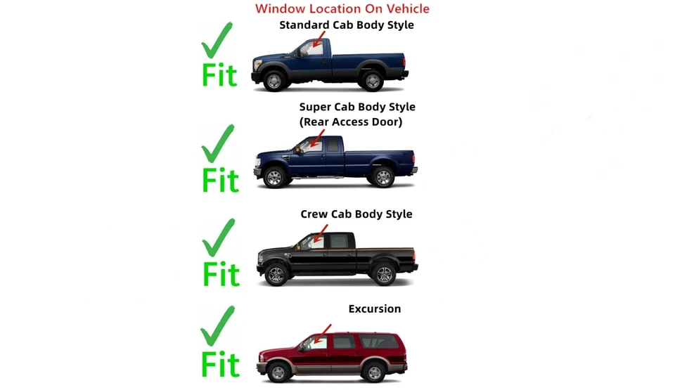 Fits Ford Excursion F250 F350 F450 F550 F650 F750 Driver Front Door Window Glass Foto 3 de 4