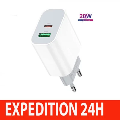 ZISONIX Chargeur Rapide USB C 20W Secteur pour iPhone iPad Samsung Galaxy Xiaomi Google