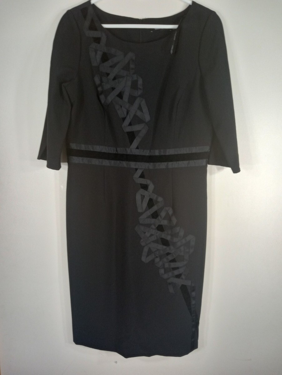ELLEN TRACY Womens Size 14 Dress Black LINEN Zipper Short Sleeve Knee Length ELLEN TRACY Womens Size 14 Dress Black LINEN Zipper Short Sleeve Knee Length