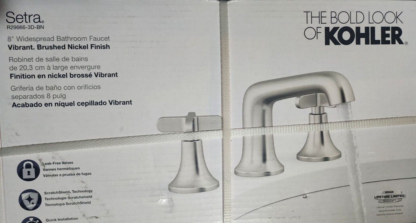 KOHLER Setra 8 in. Widespread 2-Handle Bathroom Faucet in Vibrant Brushed Nickel