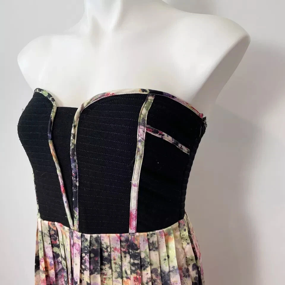 Sabine без бретелек макси платье женщин размер S цветочный черный плиссированные коктейльное вечеринки - Изображение 3 из 4