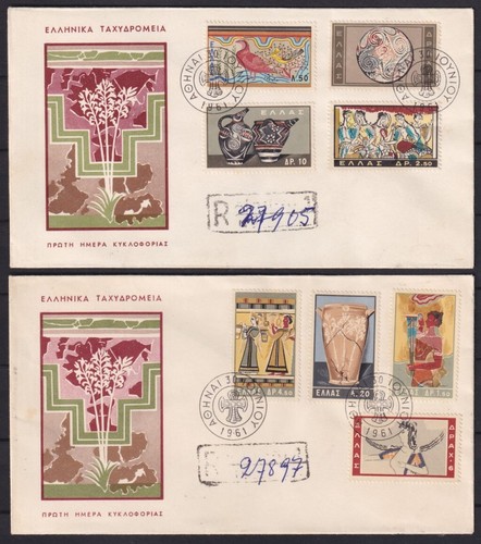 F-EX53639 GREECE MNH 1961 FDC CRETE CNOSOS ARCHAELOGY MONOAN ART SCULTURE. - 第 1/2 張圖片