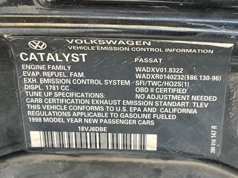 Air Cleaner 1.8L Turbo Engine ID Aeb Fits 97-00 AUDI A4 774689 Foto 3 de 3