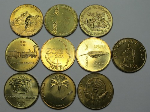 SLOWENIEN Lot 10x 5 Tolar 1993 1997 UNC Eisenbahn Olympische Spiele Berg FAO Krieg #S15 - Bild 2 von 4