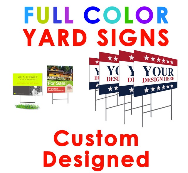 16 Custom Printed Yard Signs full color 4MM 2 Side Personalized Professional kit eBay