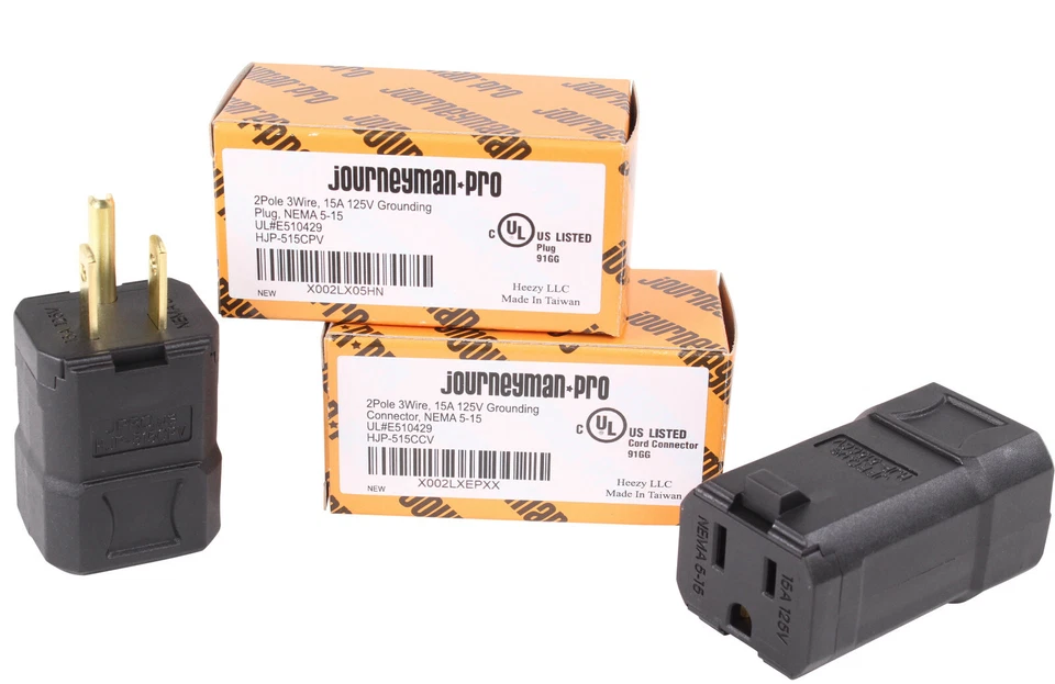 Male Female Extension Cord Replacement Ends 15 Amp Electrical Power Plug Repair - Image 2 of 4