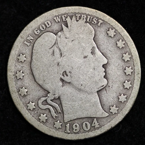 1904 Silver Barber Quarter GOOD FREE SHIPPING