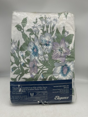 Vintage Elegance Double Sheet Set Cotton Flannelette - Thermal New/Old Stock - Foto 2 di 5