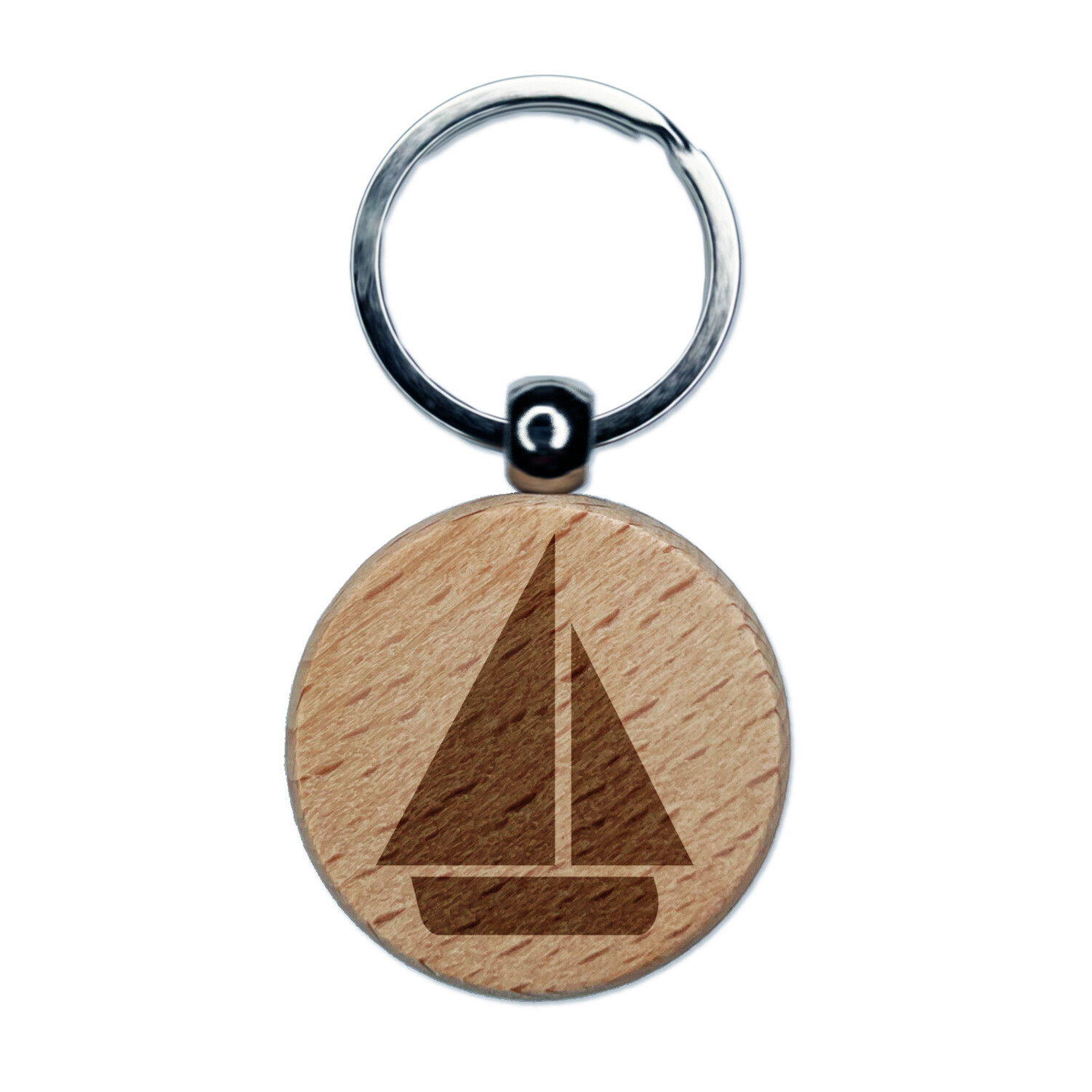 Velero Icono Vela Grabado Madera Redondo Llavero Dije Etiqueta