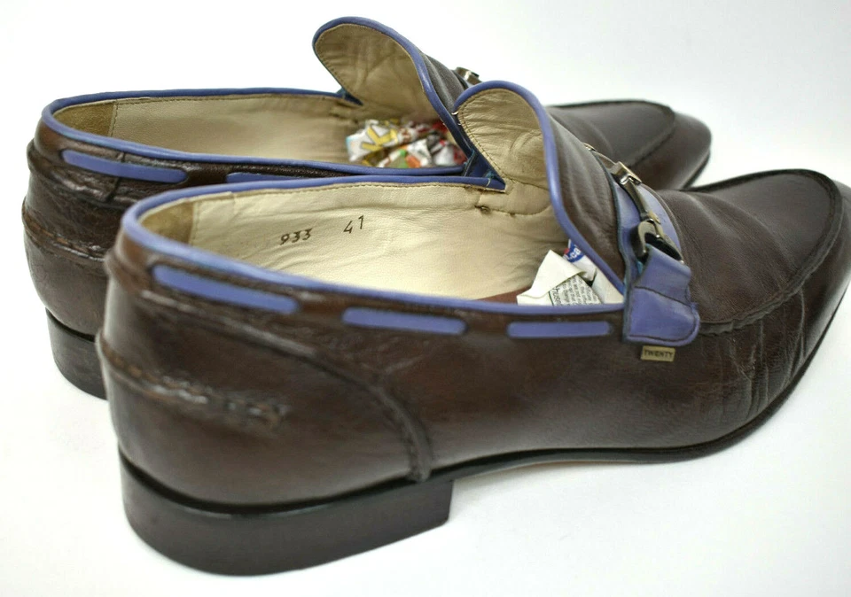 Vero Cuoio Classic Loafer Brown Leather Shoes Buckle Made In Italy Sz 9 Euro 42 - Image 4 of 4