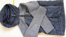 REI Boys Small Size 8 Gray Lightweight Hooded Quilted Jacket Knit Sleeves Used