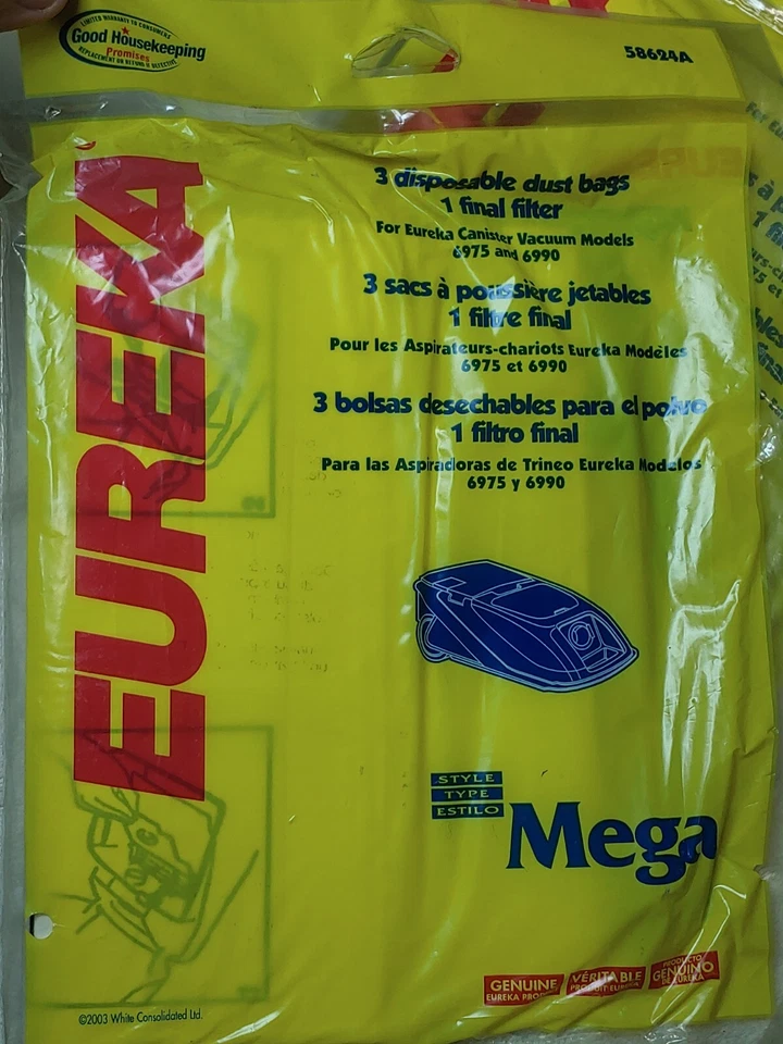 5 X Genuine Eureka Mega Dust Bags 58624A Canister Model 6975 & 6990 15 Total Bag - Image 3 of 4