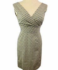 1 Gap Stretch Junior Women's Sheath Dress Sleeveless Navy Blue and Tan Pattern