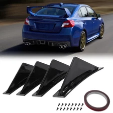 For Subaru WRX STI Rear Bumper Diffuser Lip Spoiler Splitter Shark Fin Glossy 
