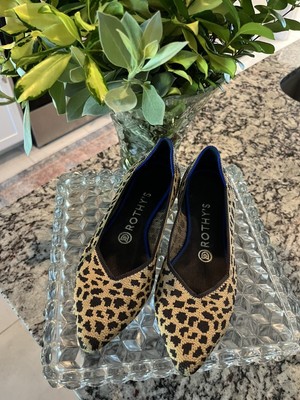 Rothy's Women Size 7  The Point  Cheetah Print Knit Slip On Flats