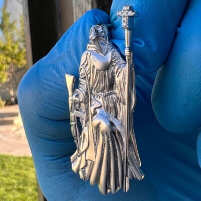 La Santa Muerte Matte 925 Silver AK47 Gun Moissanite VVS1 Pendant Dije De Plata