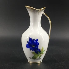 Vintage Cottier Freres Switzerland Purple Flower Handled Pitcher Bud Vase #209