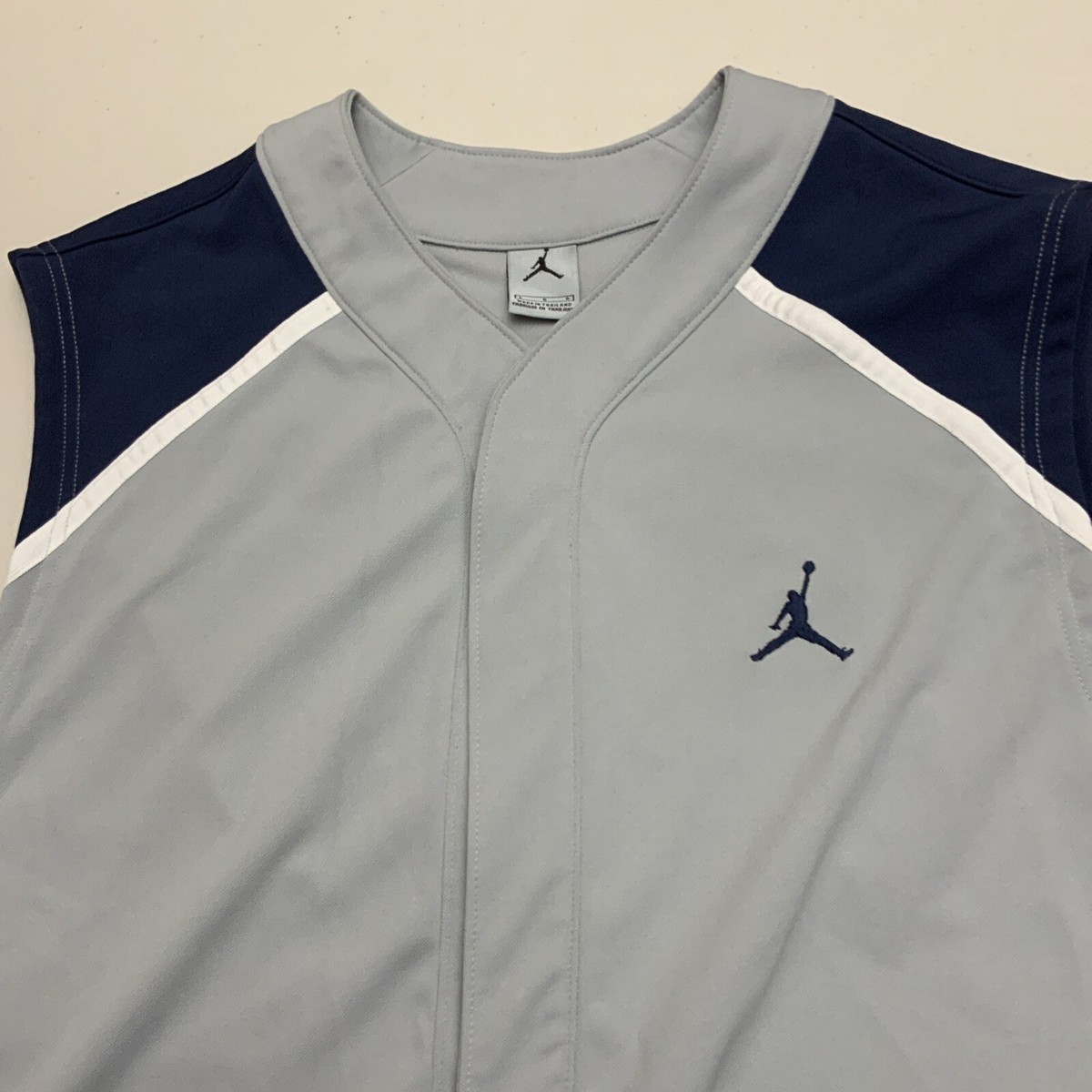 VINTAGE Jumpman AIR JORDAN 17 JERSEY Blue and Gray Button Up Size