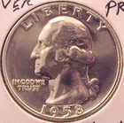 1958 CH / GEM PROOF SILVER Washington Quarter Coin