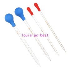 Graduated Pipettes, 1set 4 Pack 1ml 2ml 5ml 10ml Glass Pipette with Bulb