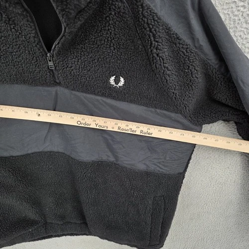 Fred Perry Jacket Mens XL Black Fleece Half Zip Windbreaker image 3